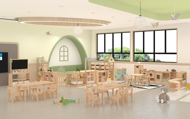 幼兒園家具實(shí)木區(qū)角四方桌
