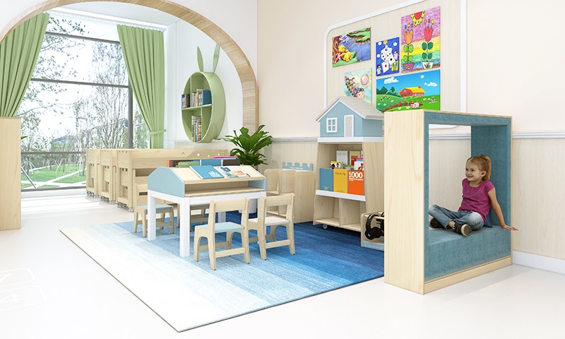 幼兒園家具 楓木紋造型書架